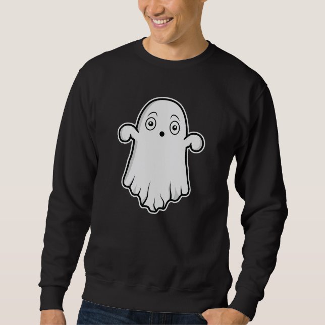 Überraschendes Niedliches Geisteszeichen Halloween Sweatshirt (Vorderseite)