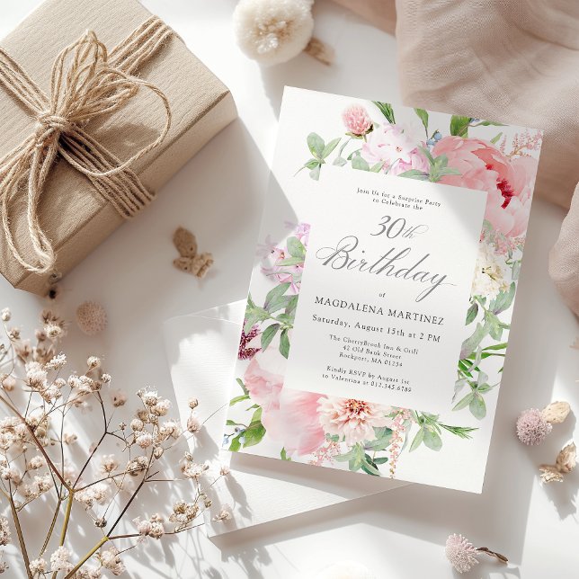 ÜBERRASCHENDES PARTY 30. Geburtstag Elegantes Rosa Einladung (Von Creator hochgeladen)