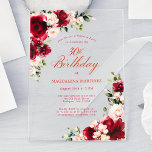 ÜBERRASCHENDES PARTY 30. Geburtstagsfeier Rote Ros Acryleinladungen<br><div class="desc">Rote Rosen und Rosa-Rosa-Bäckereien sind in dunkelgrünen Blätter eingebettet. Die klassische Schriftzeichen-Kalligraphie lasse Ihren Gästen, dass es ein Meilenstein zum Geburtstag ist und wer der Geburtstag ist. Dieser Artikel ist Teil der Rote Rose Pink Peony Kollektion. Es enthält die Vorlagen, die Sie nutzen können, um eine einzigartige Einladungssuite, Begrüßungsschilder und...</div>