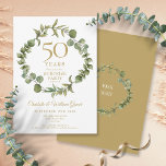 Überraschendes Party 50. Hochzeit Jubiläum Grünen Einladung<br><div class="desc">Dieses schicke botanische Überraschungs-Party aus dem 50. Hochzeitstag kann mit einer eleganten Waldgarage personalisiert werden. Auf der Rückseite befindet sich eine passende Garage,  in der das Jubiläum in elegantem weißem Text auf goldenem Hintergrund dargestellt wird. Entwickelt von Thisisnotme©</div>