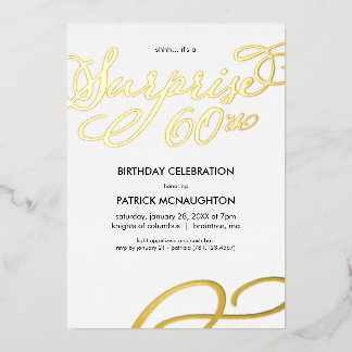 Überraschendes Party 60. Geburtstag Goldene Foil E Folieneinladung
