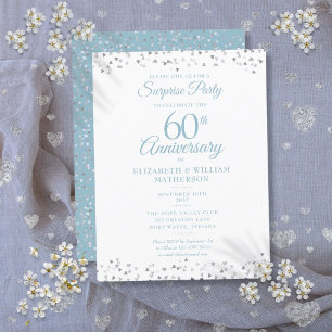 Überraschendes Party 60. Hochzeitstag - Herzen Ankündigungspostkarte