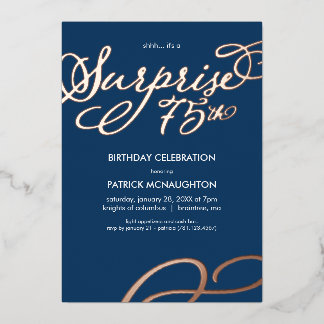 Überraschendes Party 75. Geburtstag Goldene Foil E Folieneinladung