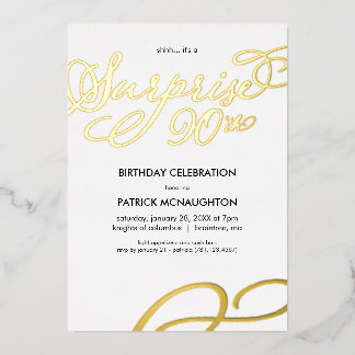 Überraschendes Party 90. Geburtstag Goldene Foil E Folieneinladung