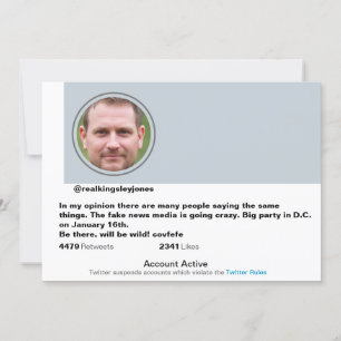 Überraschendes Party Funny Twitter Joke Einladung