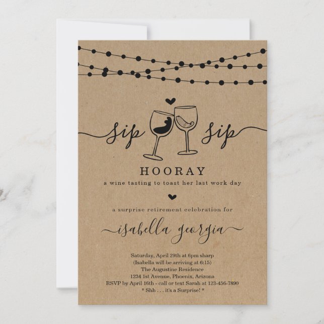 Überraschendes Party für Weinverkostung Einladung (Vorderseite)