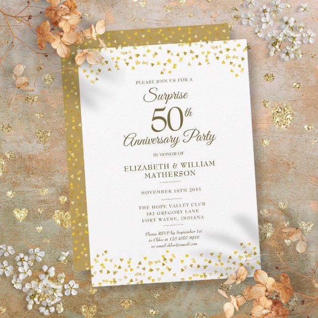 Überraschendes Party Golden 50. Hochzeitstag Einladung (Surprise Party Golden 50th Wedding Anniversary Invitation)