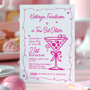ÜBERRASCHENDES PARTY Pink Doodle Martini 21. Gebur Einladung
