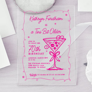 ÜBERRASCHENDES PARTY Pink Doodle Martini 70. Gebur Acryleinladungen