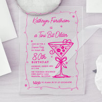 ÜBERRASCHENDES PARTY Pink Doodle Martini 80. Gebur