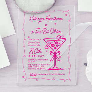 ÜBERRASCHENDES PARTY Pink Doodle Martini 80. Gebur Acryleinladungen