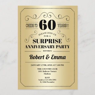 Überraschendes Party zum 60. Jubiläum - Gold Black Einladung