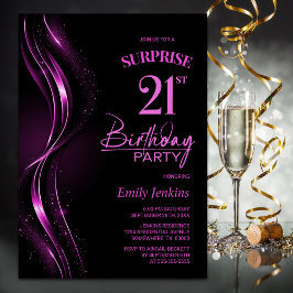 Überraschendes Schwarzes Rosa 21. Geburtstag Party Einladung