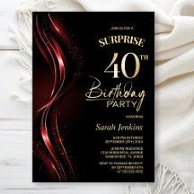 Überraschendes Schwarzes Rotes 40. Geburtstags-Par