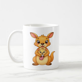 Überraschte Känguru-Mama mit ihrem Baby - Doppelwa Kaffeetasse