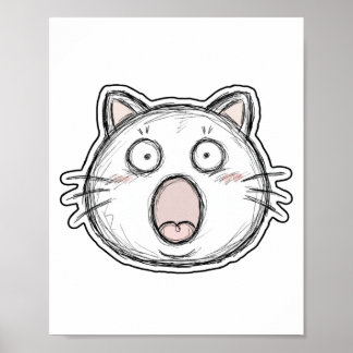 Überraschte Katze mit offenem Maul Poster
