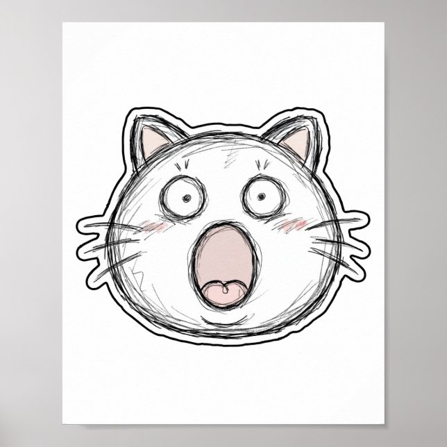 Überraschte Katze mit offenem Maul Poster (Vorne)