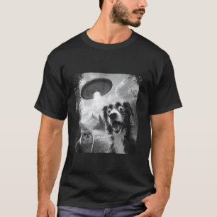 Überraschte Katze Selfie mit Alien UFO Lustige Kat T-Shirt