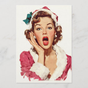 Überraschte Retro-Weihnachts-Pin-Up Einladung