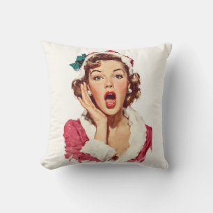 Überraschte Retro-Weihnachts-Pin-Up Kissen
