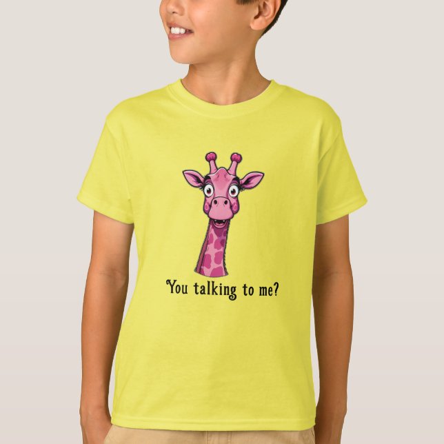 Überraschte süße rosa Giraffe T-Shirt (Vorderseite)