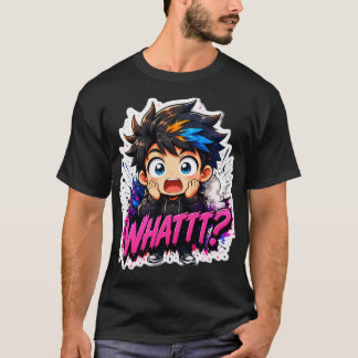 Überraschter Anime Chibi Junge "WAS?!" - Farbige P T-Shirt