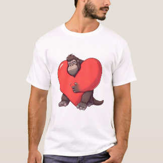 Überraschter Gorilla mit riesigem Herzen T-Shirt