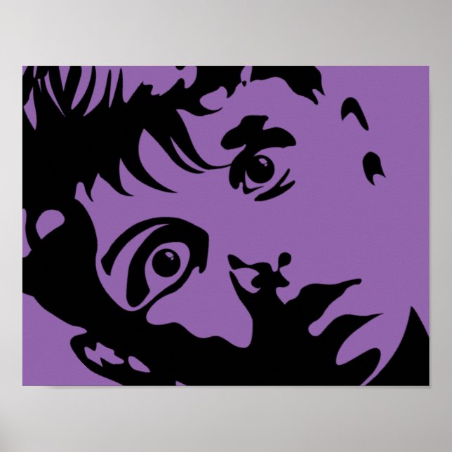 Überraschter Junge Grafik Kunst Schablone Poster (Vorne)