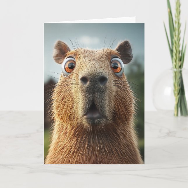 Überraschtes Capybara-Nah-Up Karte (Vorderseite)