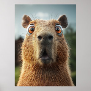 Überraschtes Capybara-Nah-Up Poster