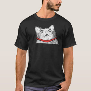 Überraschtes Katzen-Keuchen Meme - schwarzer T - T-Shirt