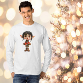 Überraschtes Mädchenweihnachtelf Männer-T-Shirt T-Shirt