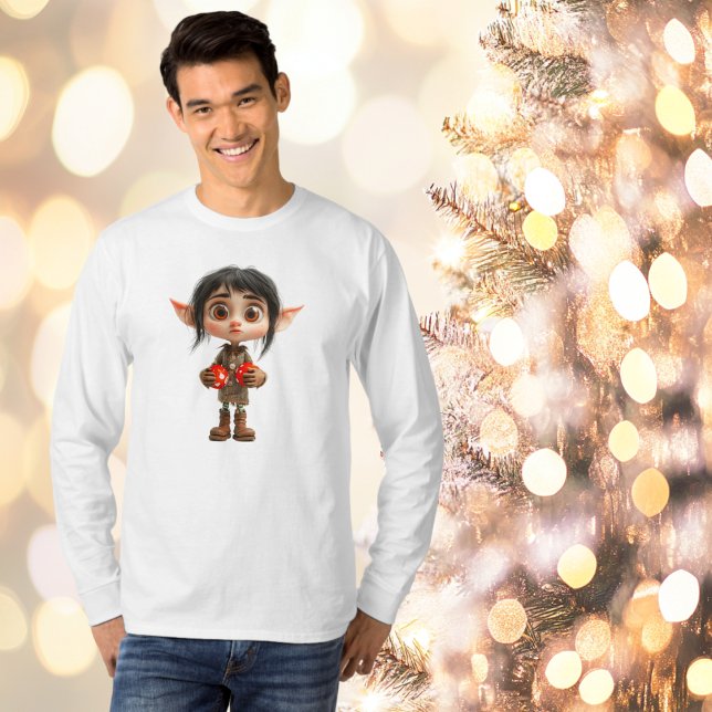 Überraschtes Mädchenweihnachtelf Männer-T-Shirt T-Shirt (Von Creator hochgeladen)