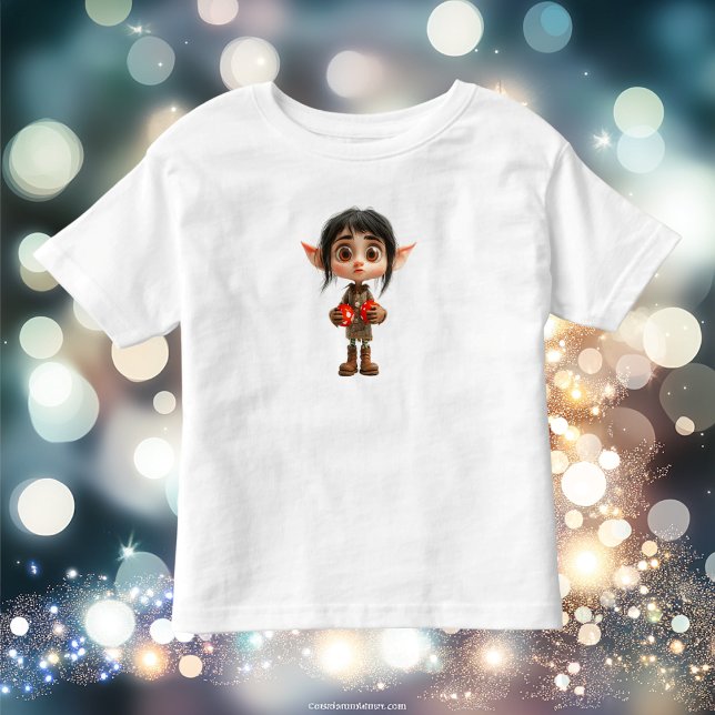 Überraschtes Weihnachtself-T-Shirt der Mädchen Kleinkind T-shirt (Von Creator hochgeladen)
