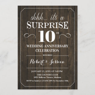 Überraschung 10. Hochzeitstag - Rustikales Holz Einladung