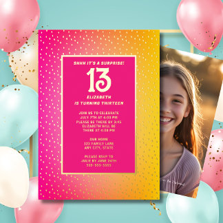 Überraschung 13. Geburtstagsparty Bright Colors Bl Folieneinladung