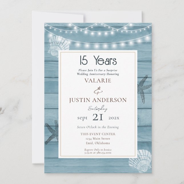 Überraschung 15 Jahre Strand Einladung (Vorderseite)