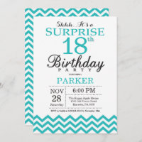 Überraschung 18. Geburtstag Einladung Aquamarin Zi