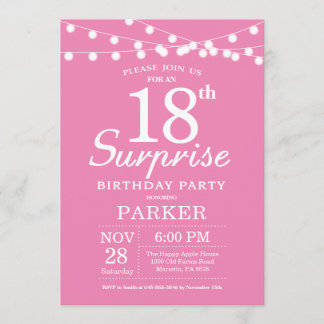 Überraschung 18. Geburtstag Einladung Pink