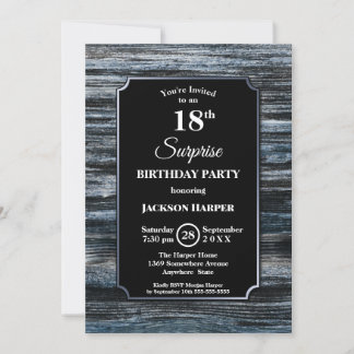 Überraschung 18. Geburtstag Wood Party Einladung