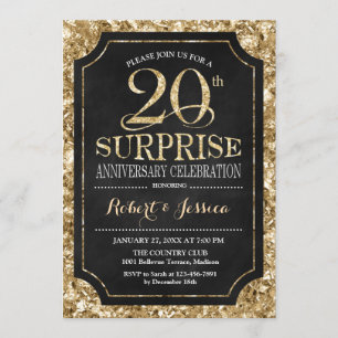 Überraschung 20. Hochzeitstag - Schwarzes Gold Einladung