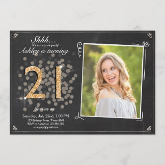 Überraschung 21. Geburtstag laden Chalkboard Vinta Einladung