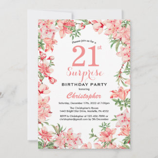 Überraschung 21. Geburtstag Pink Boho Botanische F Einladung
