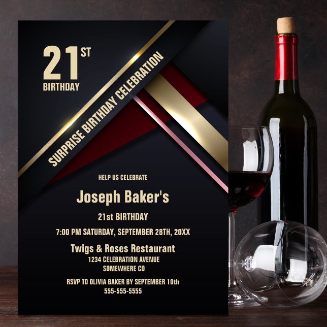 Überraschung 21. Geburtstagsparty Einladung (Von Creator hochgeladen)