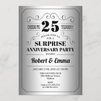 Überraschung 25-jähriges Party - Silver Black