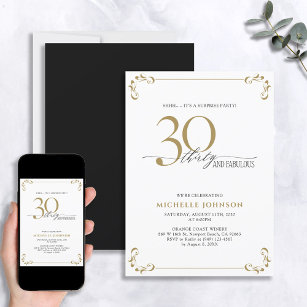 Überraschung 30 & fabelhafte Black & Gold Geburtst Einladung