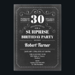 Überraschung 30. Geburtstag - Chalkboard Einladung<br><div class="desc">Überraschung 30. Geburtstag Einladung Elegantes Retro-Chalkboard schwarz-weiß Design. Feiert bis 30 Jahre!</div>