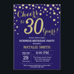 Überraschung 30. Geburtstag Navy Blue und Gold Dia Einladung<br><div class="desc">Überraschung 30. Geburtstag Einladung mit Navy Blue und Gold Glitzer Diamond Hintergrund. Gold Confetti. Erwachsener Geburtstag. Männer oder Frauen zum Geburtstag. Für weitere Anpassungen klicken Sie bitte auf die Schaltfläche "Anpassen" und verwenden Sie unser Designwerkzeug,  um diese Vorlage zu ändern.</div>