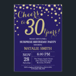 Überraschung 30. Geburtstag Navy Blue und Gold Dia Einladung<br><div class="desc">Überraschung 30. Geburtstag Einladung mit Navy Blue und Gold Glitzer Diamond Hintergrund. Gold Confetti. Erwachsener Geburtstag. Männer oder Frauen zum Geburtstag. Für weitere Anpassungen klicken Sie bitte auf die Schaltfläche "Anpassen" und verwenden Sie unser Designwerkzeug,  um diese Vorlage zu ändern.</div>