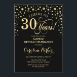 Überraschung 30. Geburtstag Party - Gold Black Einladung<br><div class="desc">Überraschung 30. Geburtstag Party Einladung. Elegantes Design in Schwarz und Imitat Glitzer Gold . Enthält Skript-Schriftart und Diamanten Konfetti. Feiert bis 30 Jahre! Nachricht,  wenn Sie weitere Anpassungen benötigen.</div>